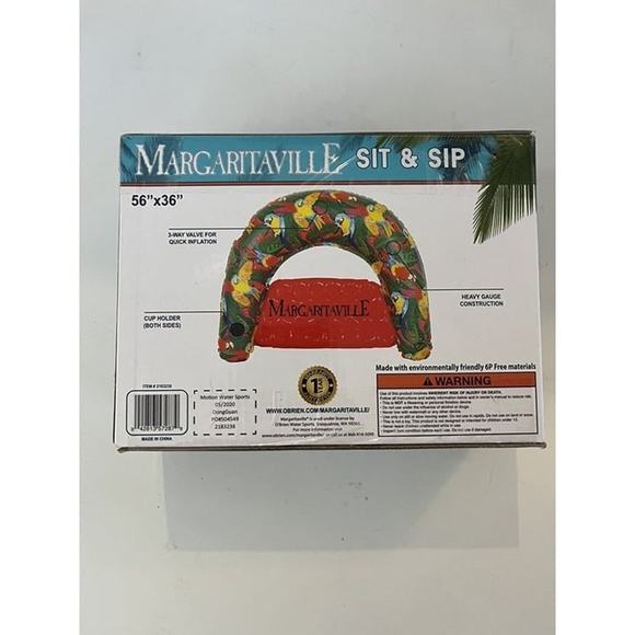 Margaritaville Sit & Sip Pool Float 56"x36" With Side Drink Holder New - Picture 3 of 6